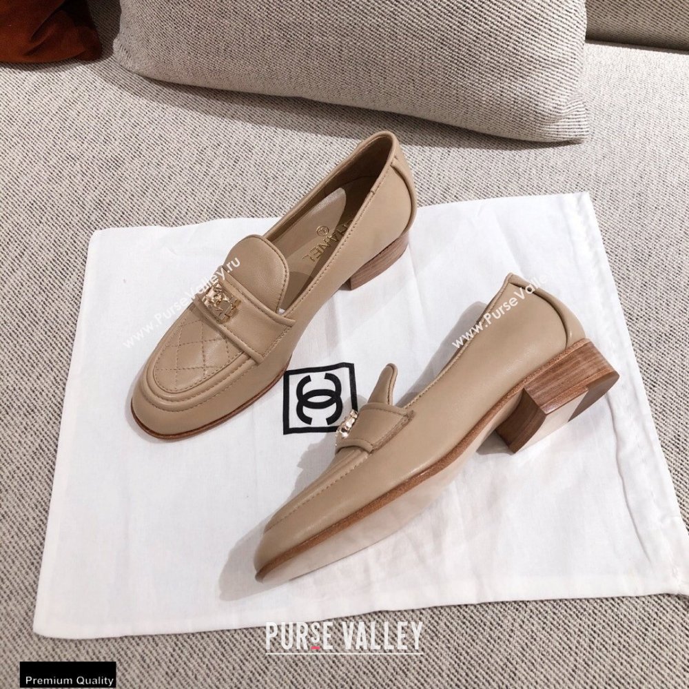 Chanel Quilting Boy Loafers Beige 2021 (kaola-21011623)