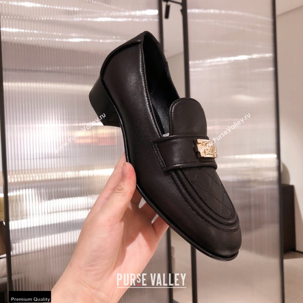 Chanel Quilting Boy Loafers Black 2021 (kaola-21011621)