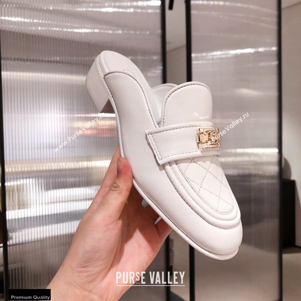 Chanel Quilting Boy Mules White 2021 (kaola-21011627)