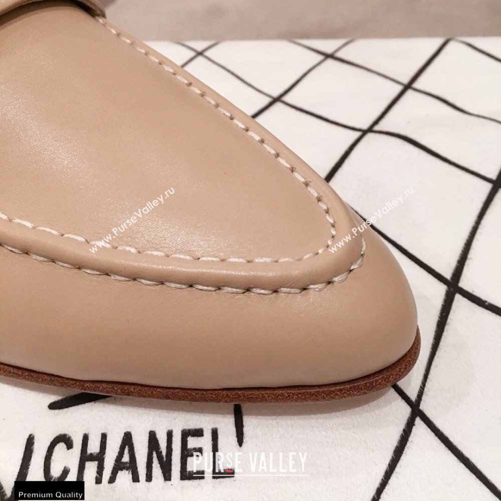 Chanel CC Logo and Chain Loafers Beige 2021 (kaola-21011620)