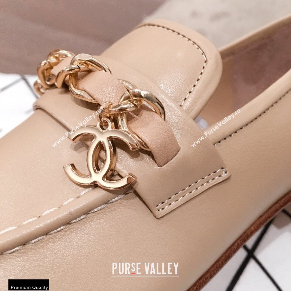 Chanel CC Logo and Chain Loafers Beige 2021 (kaola-21011620)