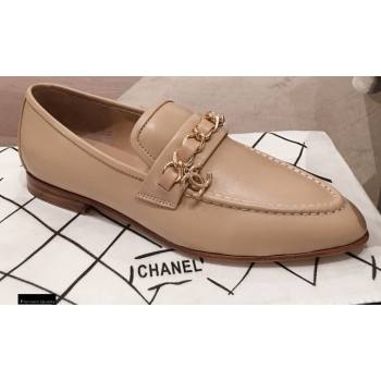 Chanel CC Logo and Chain Loafers Beige 2021 (kaola-21011620)