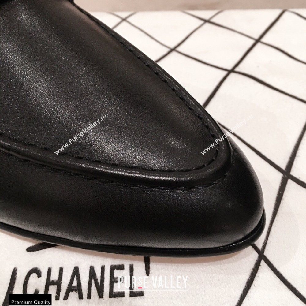 Chanel CC Logo and Chain Loafers Black 2021 (kaola-21011618)