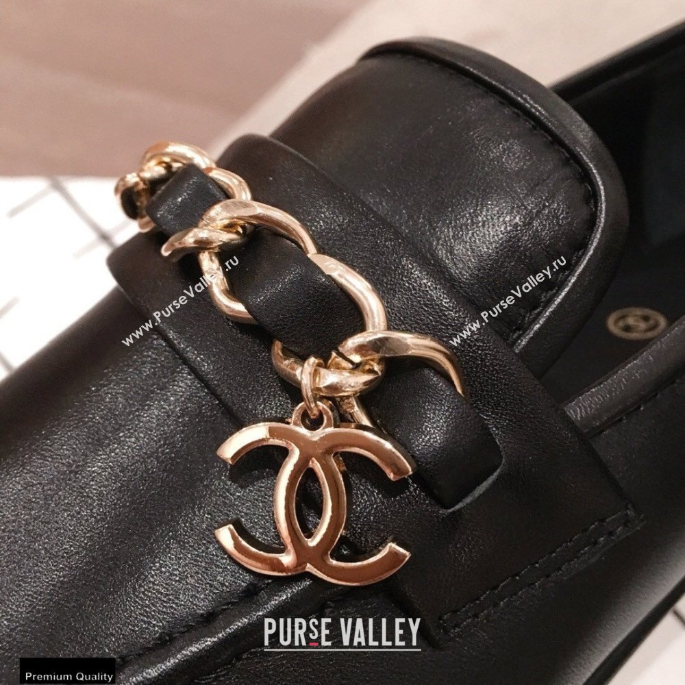 Chanel CC Logo and Chain Loafers Black 2021 (kaola-21011618)