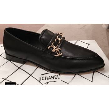 Chanel CC Logo and Chain Loafers Black 2021 (kaola-21011618)