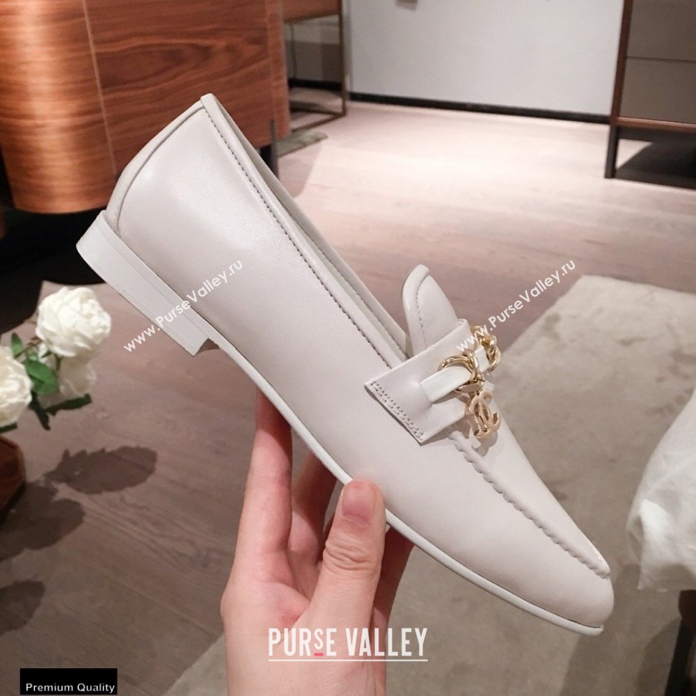 Chanel CC Logo and Chain Loafers White 2021 (kaola-21011619)