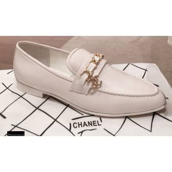 Chanel CC Logo and Chain Loafers White 2021 (kaola-21011619)