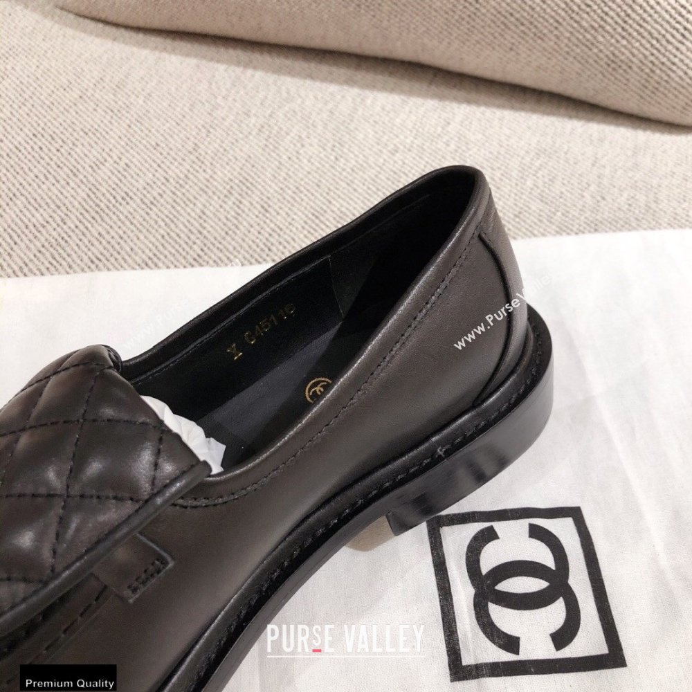 Chanel CC Logo and Quilting Flap Loafers Black 2021 (kaola-21011614)