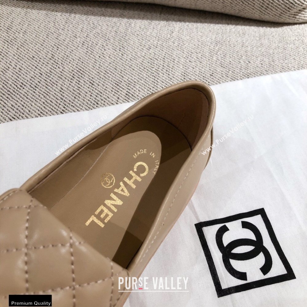 Chanel CC Logo and Quilting Flap Loafers Beige 2021 (kaola-21011617)