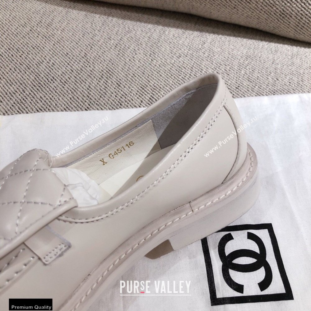 Chanel CC Logo and Quilting Flap Loafers White 2021 (kaola-21011615)