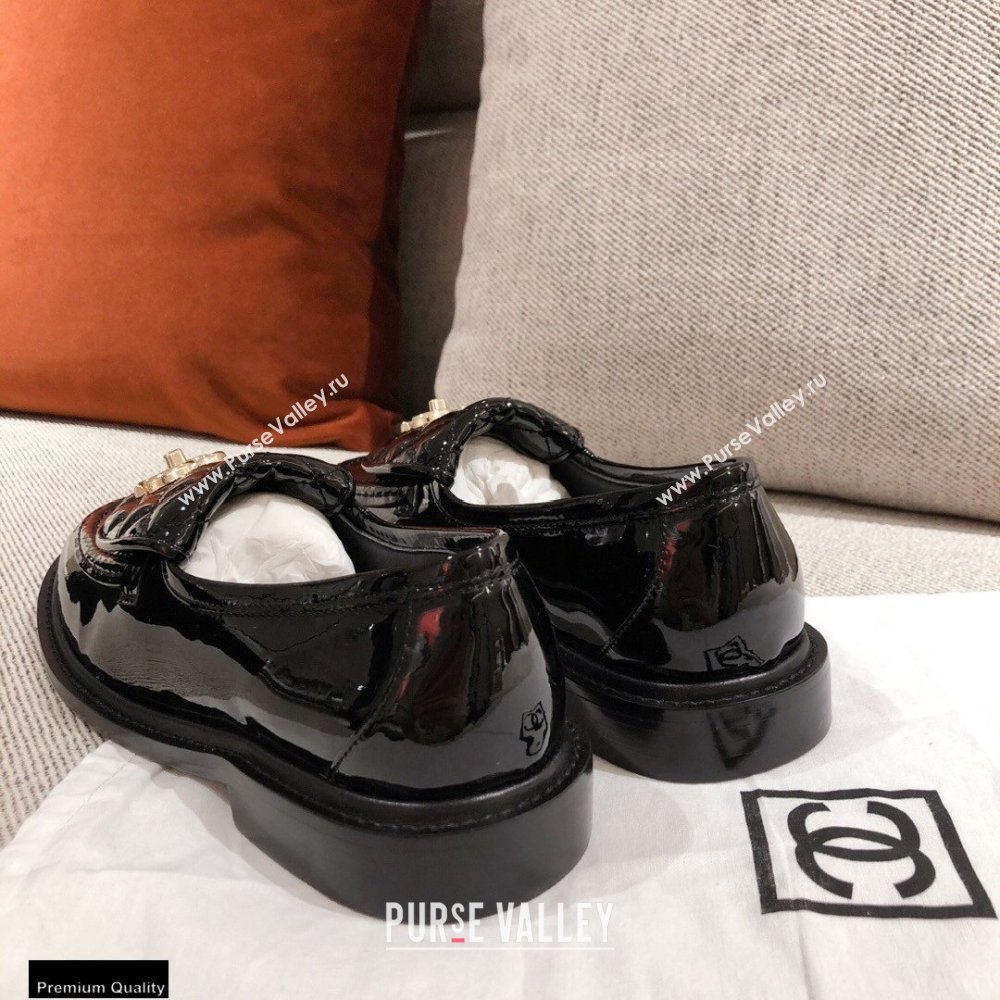Chanel CC Logo and Quilting Flap Loafers Patent Black 2021 (kaola-21011613)