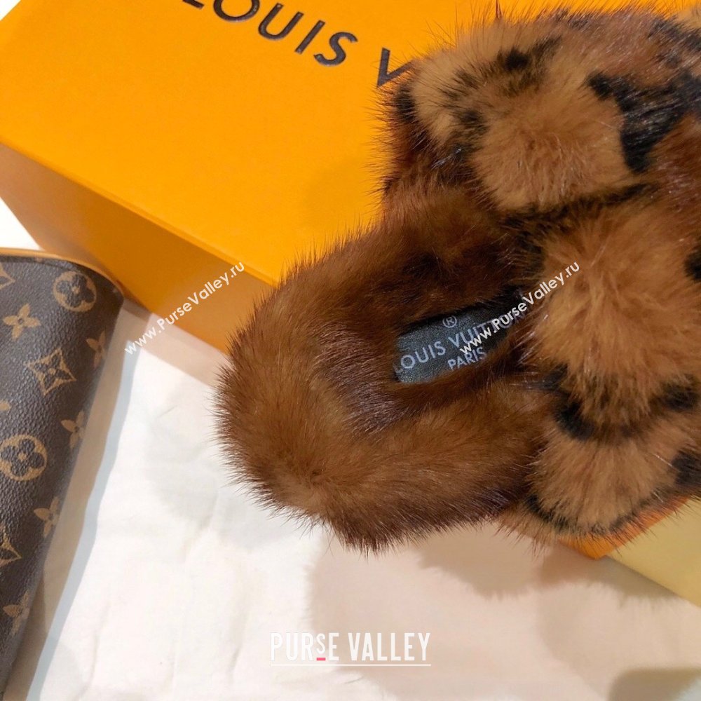 Louis Vuitton Mink Fur Bom Dia Flat Mules Brown 2021 (modeng-21012001)