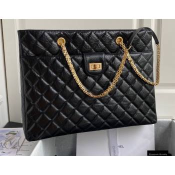 Chanel Crumpled Calfskin Reissue Shopping Tote Bag AS6611 Black 2021 (yunding-21012701)