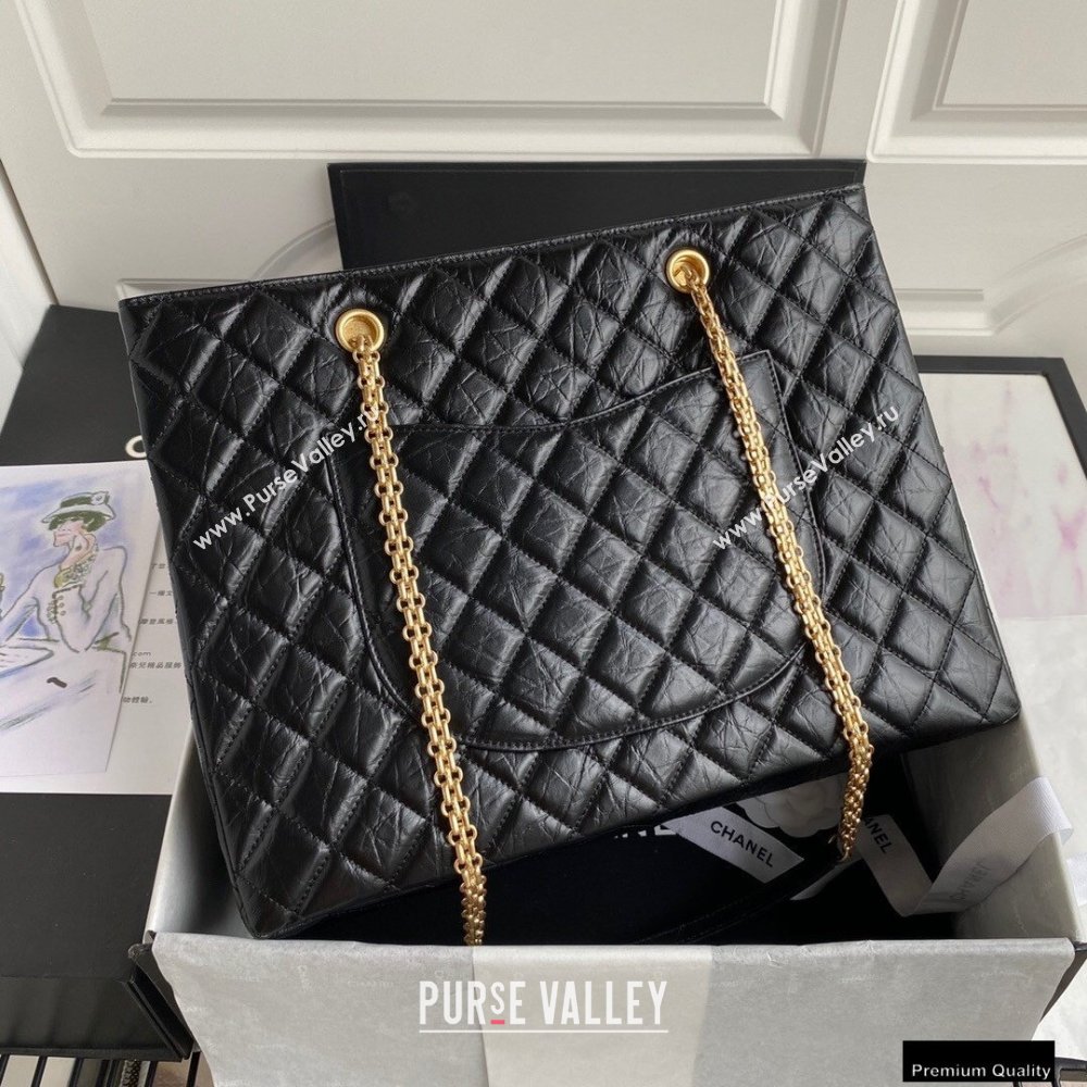 Chanel Crumpled Calfskin Reissue Shopping Tote Bag AS6611 Black 2021 (yunding-21012701)