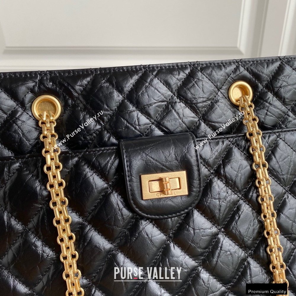 Chanel Crumpled Calfskin Reissue Shopping Tote Bag AS6611 Black 2021 (yunding-21012701)