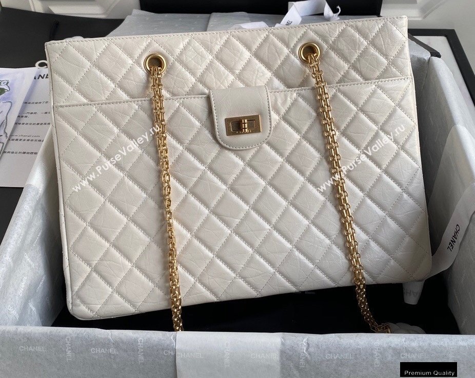 Chanel Crumpled Calfskin Reissue Shopping Tote Bag AS6611 White 2021 (yunding-21012702)