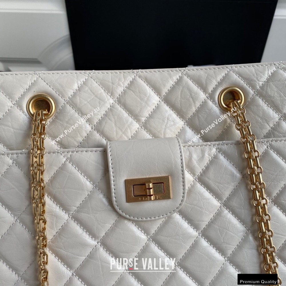 Chanel Crumpled Calfskin Reissue Shopping Tote Bag AS6611 White 2021 (yunding-21012702)