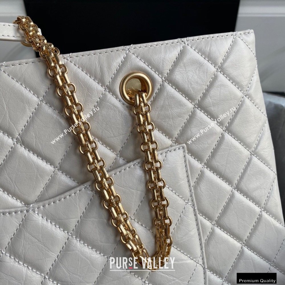 Chanel Crumpled Calfskin Reissue Shopping Tote Bag AS6611 White 2021 (yunding-21012702)