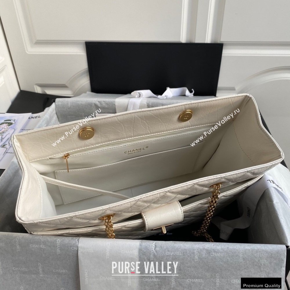 Chanel Crumpled Calfskin Reissue Shopping Tote Bag AS6611 White 2021 (yunding-21012702)
