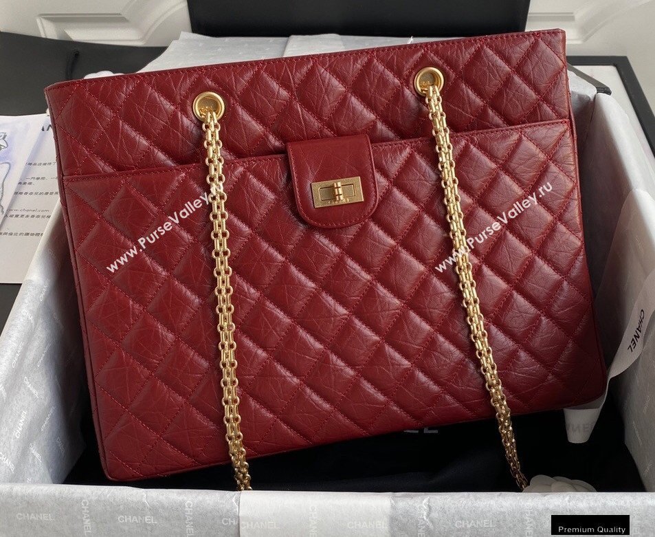 Chanel Crumpled Calfskin Reissue Shopping Tote Bag AS6611 Red 2021 (yunding-21012703)