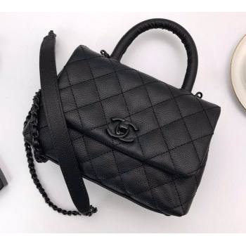 Chanel Grained Calfskin Coco Handle Mini Flap Bag Black with Top Handle AS2215 Lacquered Metal Hardware 2021 (yunding-21012003)