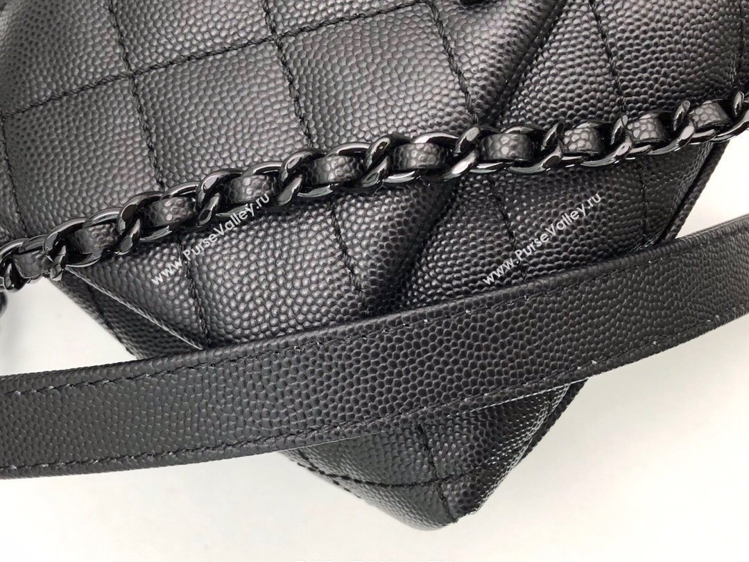 Chanel Grained Calfskin Coco Handle Mini Flap Bag Black with Top Handle AS2215 Lacquered Metal Hardware 2021 (yunding-21012003)