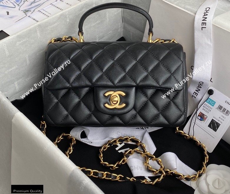 Chanel Small Classic Flap Bag with Top Handle AS2431 Black 2021 (yunding-21012201)