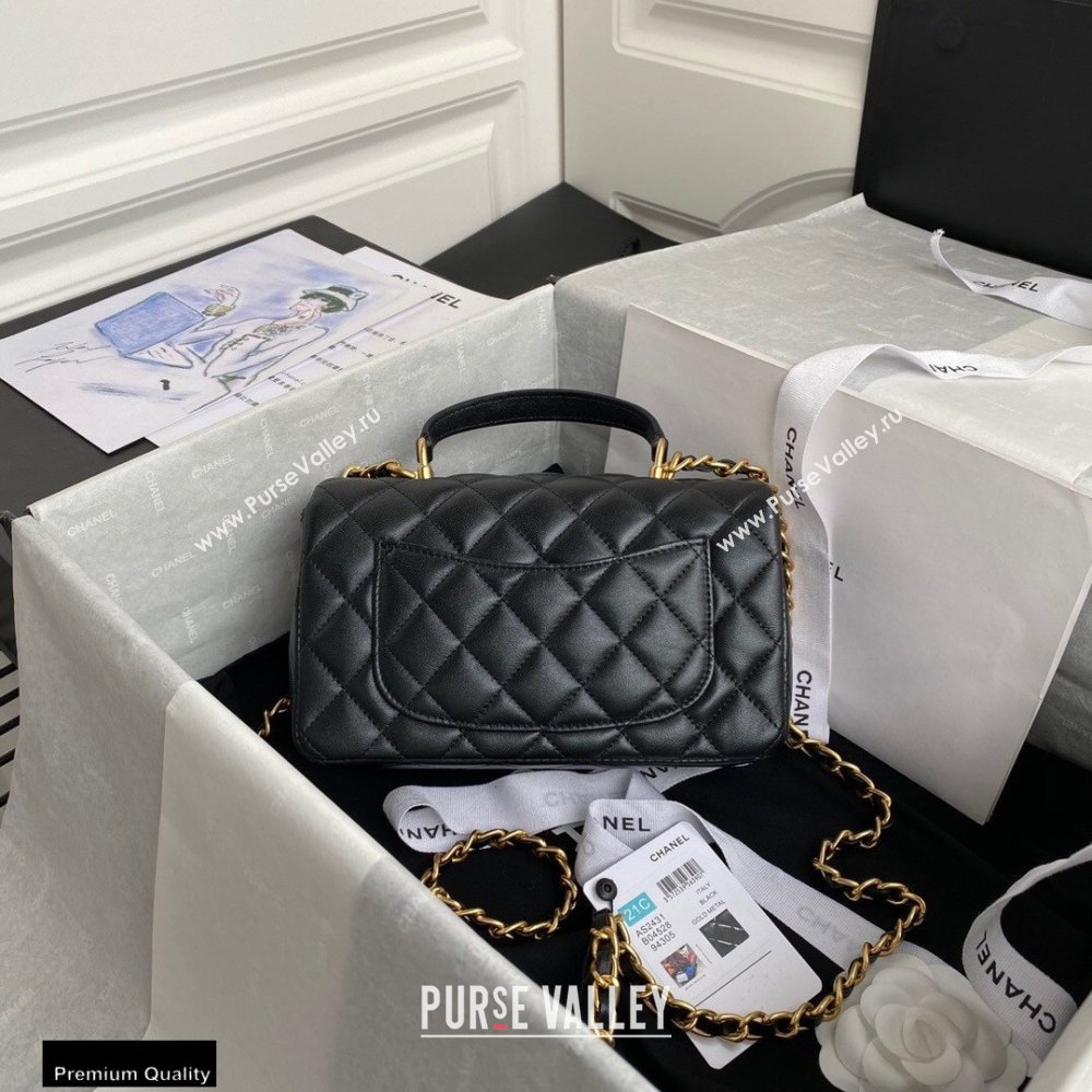 Chanel Small Classic Flap Bag with Top Handle AS2431 Black 2021 (yunding-21012201)