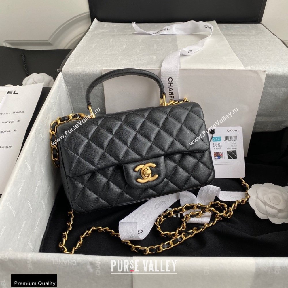 Chanel Small Classic Flap Bag with Top Handle AS2431 Black 2021 (yunding-21012201)