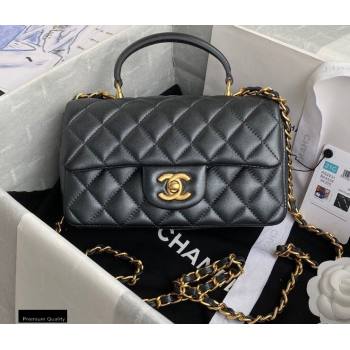 Chanel Small Classic Flap Bag with Top Handle AS2431 Dark Gray 2021 (yunding-21012202)