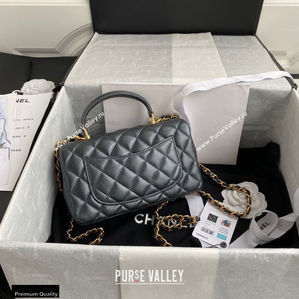 Chanel Small Classic Flap Bag with Top Handle AS2431 Dark Gray 2021 (yunding-21012202)