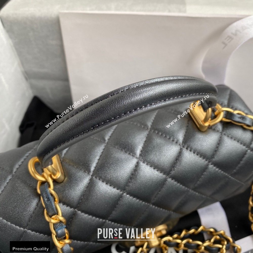 Chanel Small Classic Flap Bag with Top Handle AS2431 Dark Gray 2021 (yunding-21012202)