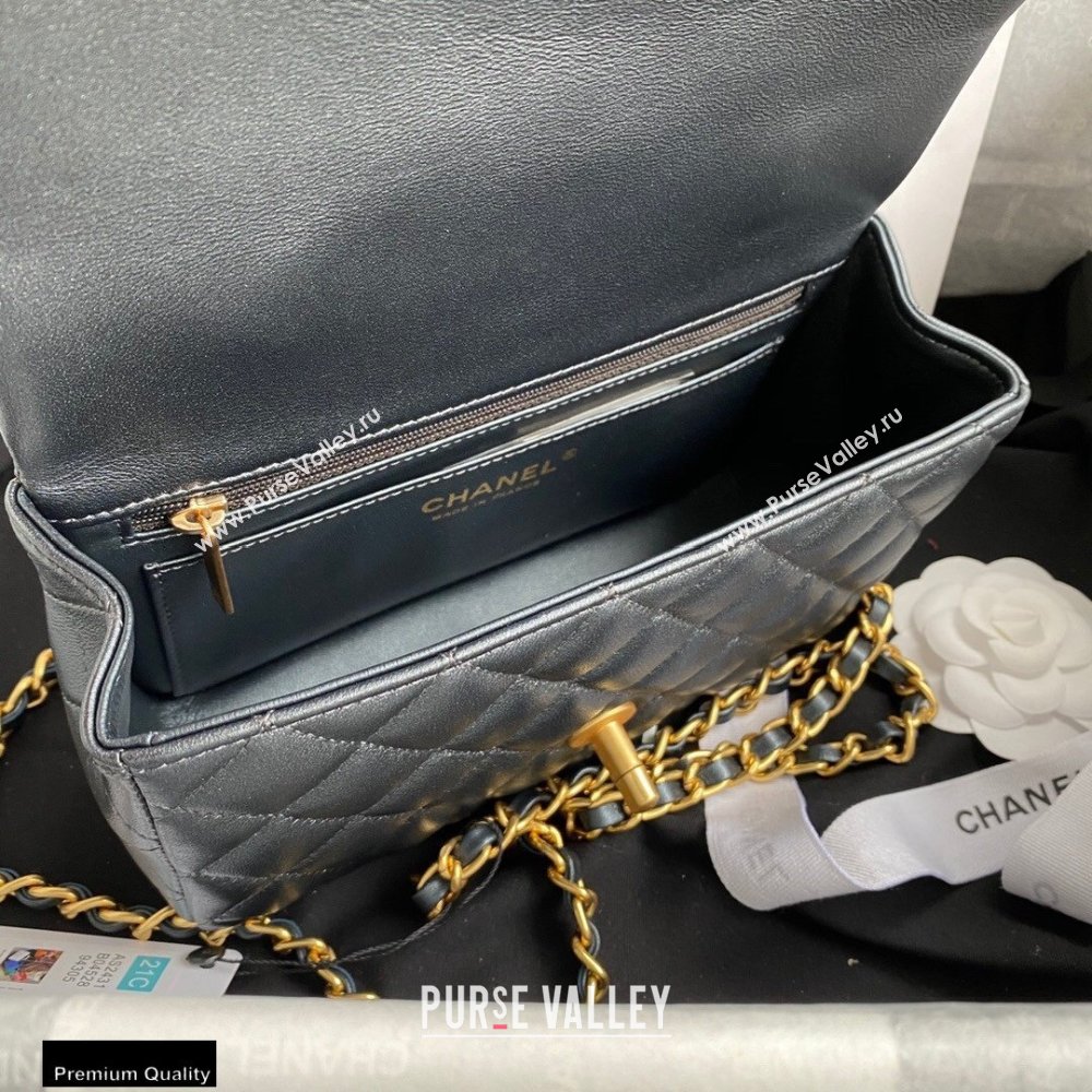 Chanel Small Classic Flap Bag with Top Handle AS2431 Dark Gray 2021 (yunding-21012202)