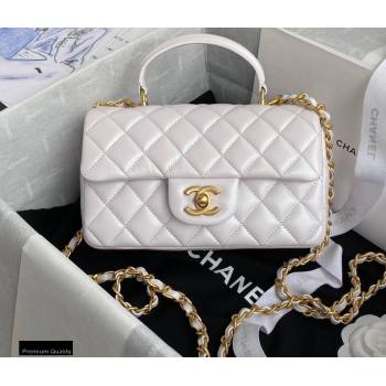 Chanel Small Classic Flap Bag with Top Handle AS2431 White 2021 (yunding-21012203)