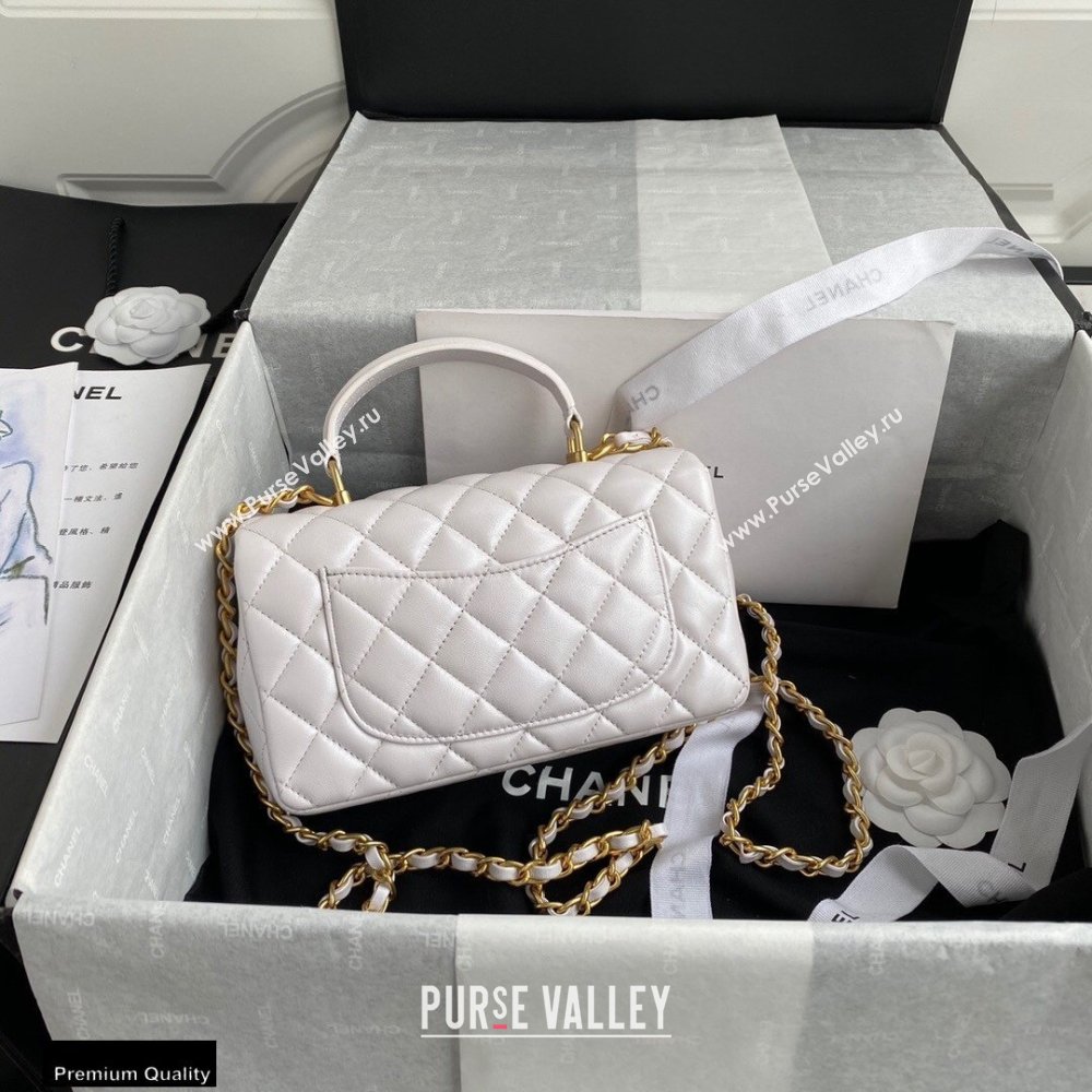 Chanel Small Classic Flap Bag with Top Handle AS2431 White 2021 (yunding-21012203)