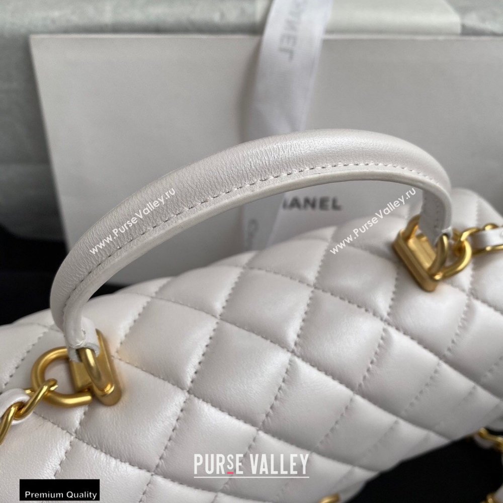 Chanel Small Classic Flap Bag with Top Handle AS2431 White 2021 (yunding-21012203)