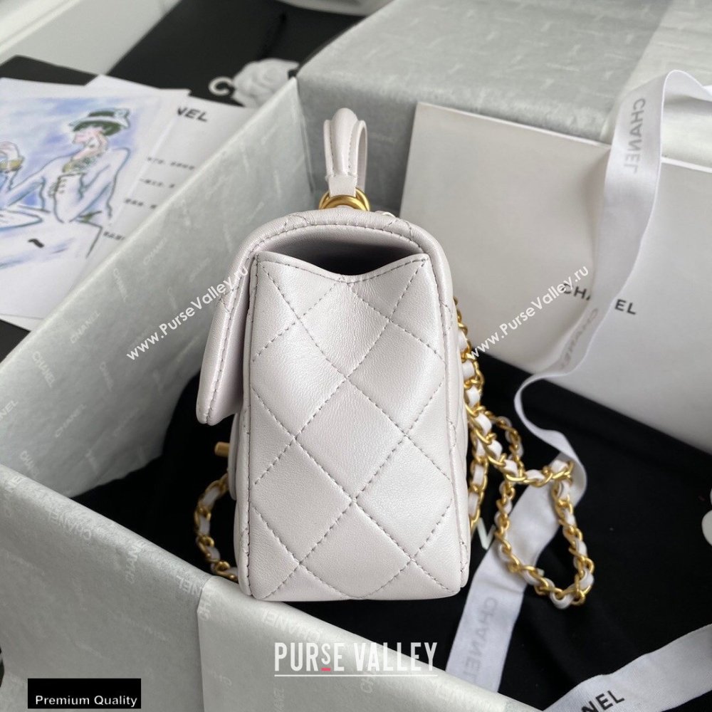 Chanel Small Classic Flap Bag with Top Handle AS2431 White 2021 (yunding-21012203)