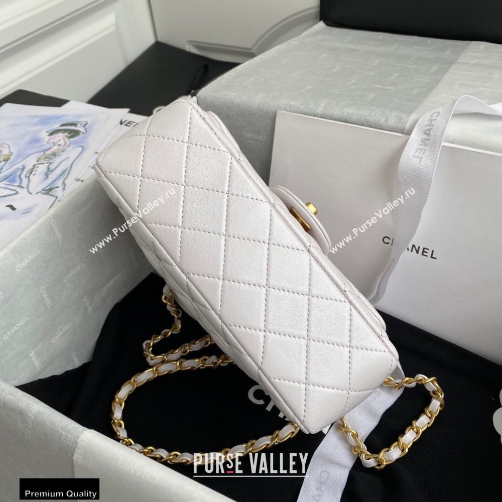 Chanel Small Classic Flap Bag with Top Handle AS2431 White 2021 (yunding-21012203)