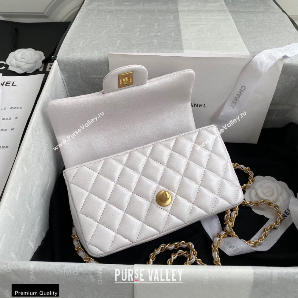 Chanel Small Classic Flap Bag with Top Handle AS2431 White 2021 (yunding-21012203)