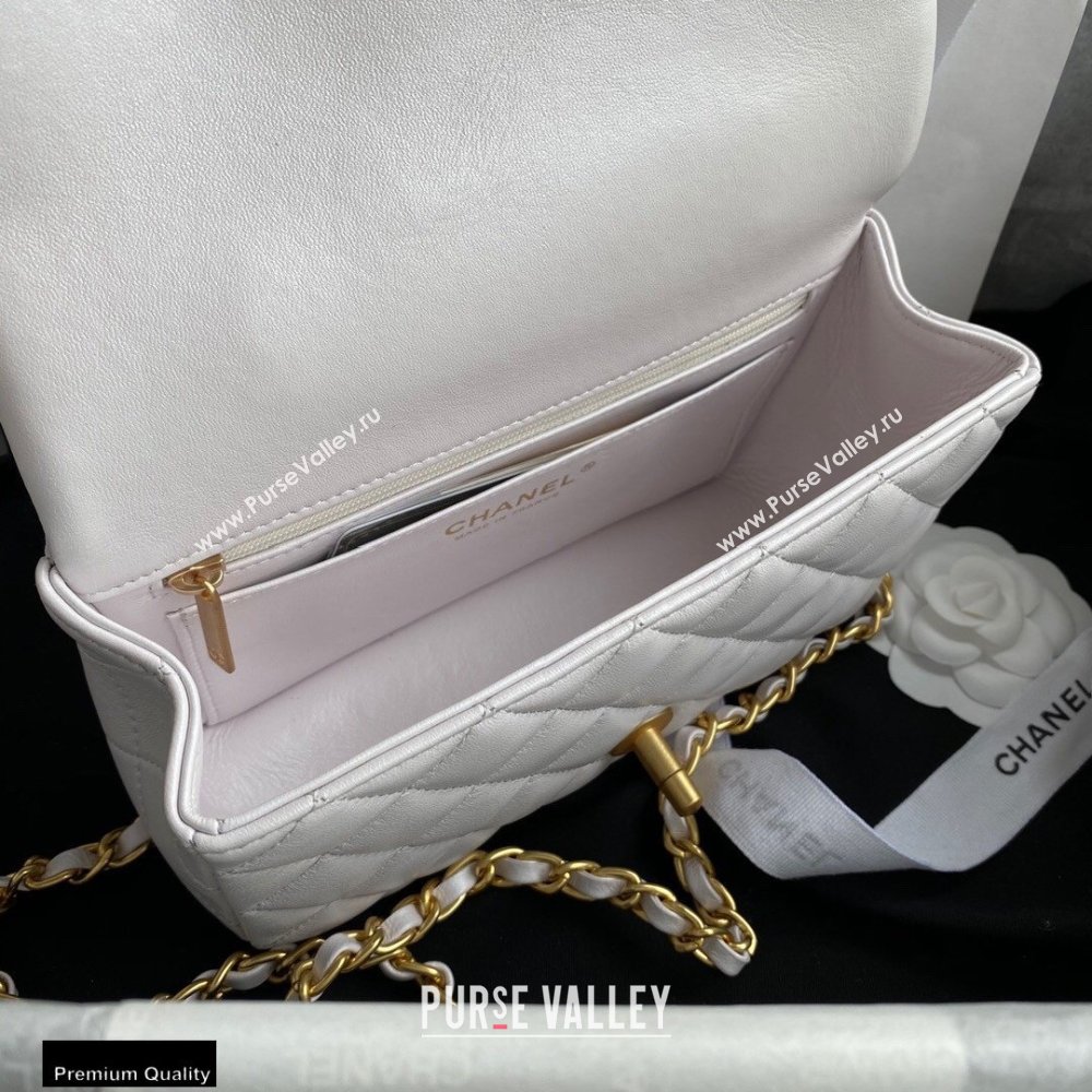Chanel Small Classic Flap Bag with Top Handle AS2431 White 2021 (yunding-21012203)