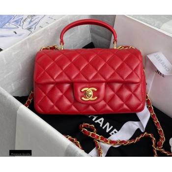 Chanel Small Classic Flap Bag with Top Handle AS2431 Red 2021 (yunding-21012204)