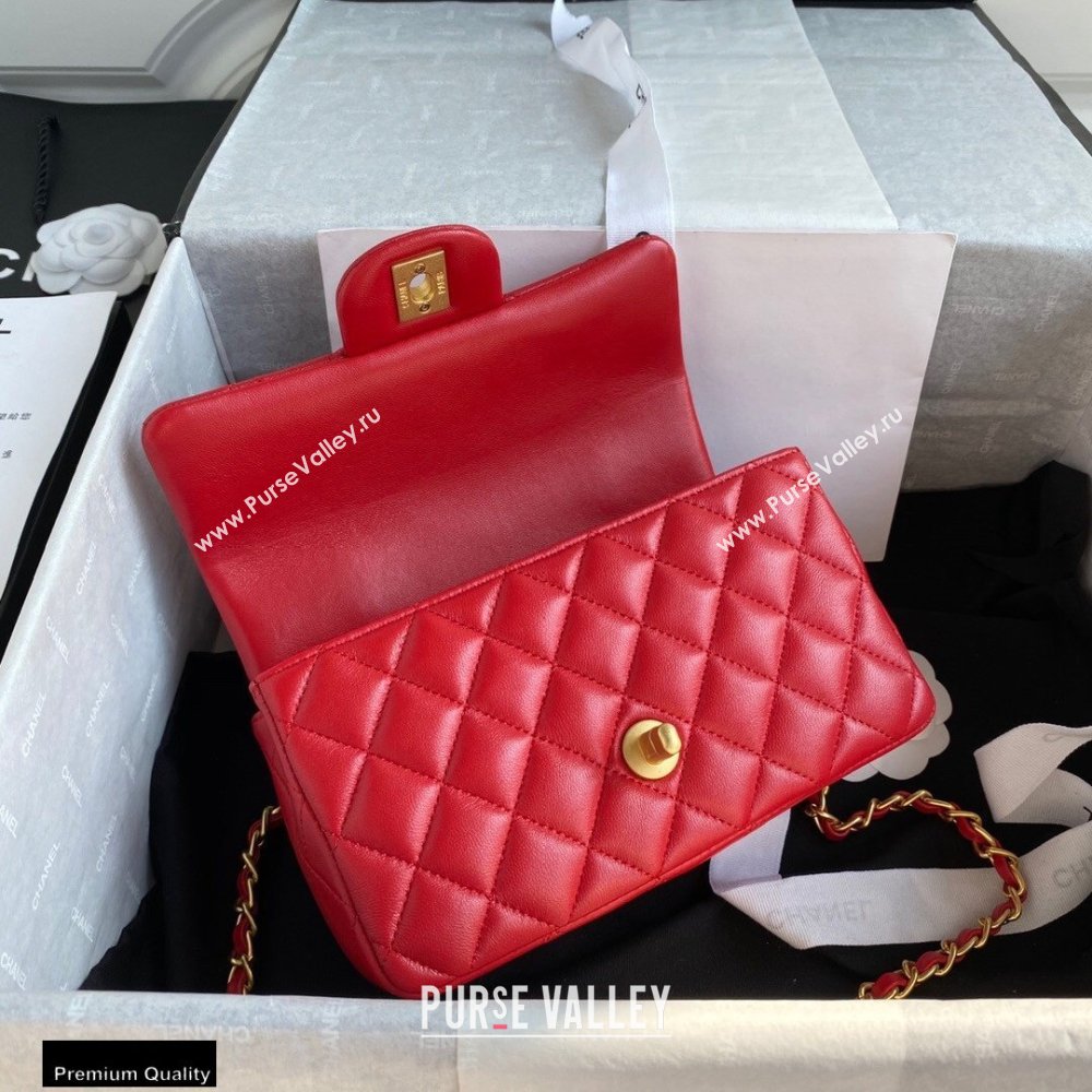 Chanel Small Classic Flap Bag with Top Handle AS2431 Red 2021 (yunding-21012204)