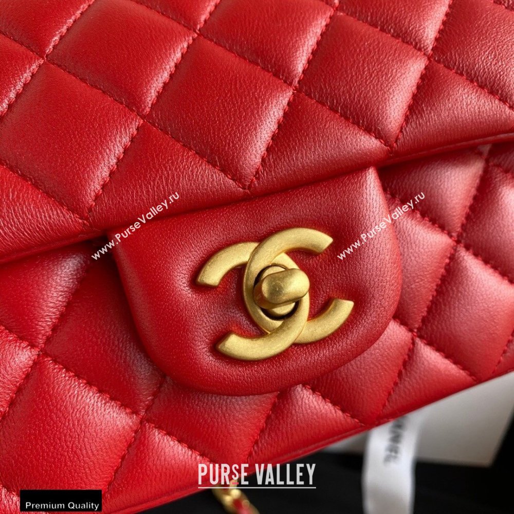 Chanel Small Classic Flap Bag with Top Handle AS2431 Red 2021 (yunding-21012204)