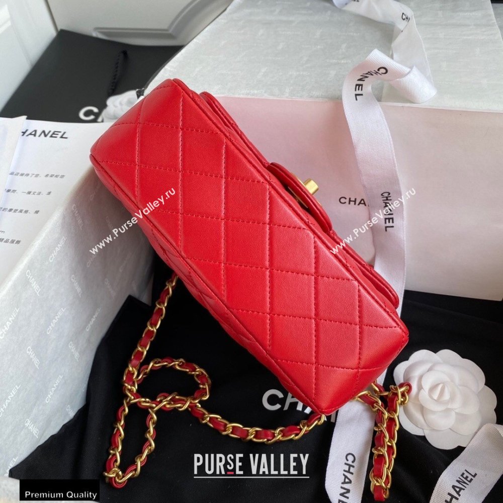 Chanel Small Classic Flap Bag with Top Handle AS2431 Red 2021 (yunding-21012204)