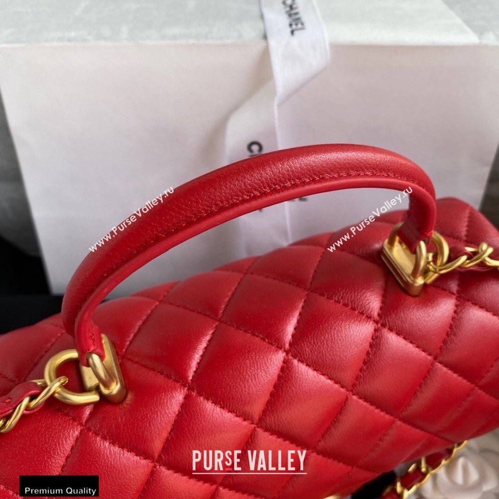 Chanel Small Classic Flap Bag with Top Handle AS2431 Red 2021 (yunding-21012204)