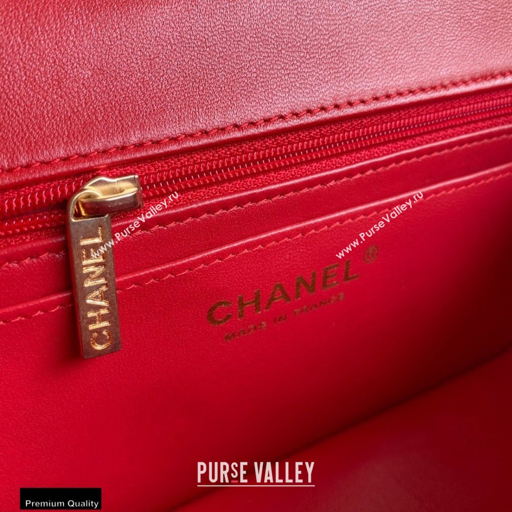 Chanel Small Classic Flap Bag with Top Handle AS2431 Red 2021 (yunding-21012204)