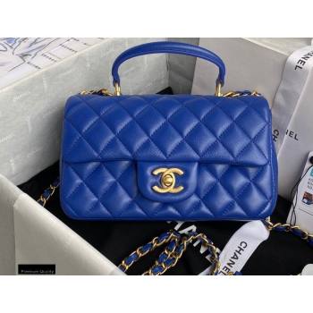 Chanel Small Classic Flap Bag with Top Handle AS2431 Blue 2021 (yunding-21012205)