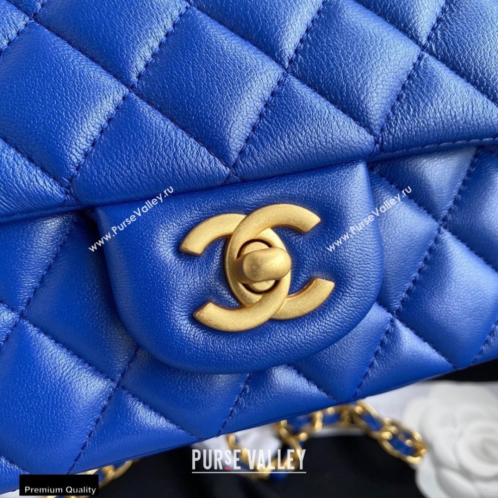 Chanel Small Classic Flap Bag with Top Handle AS2431 Blue 2021 (yunding-21012205)