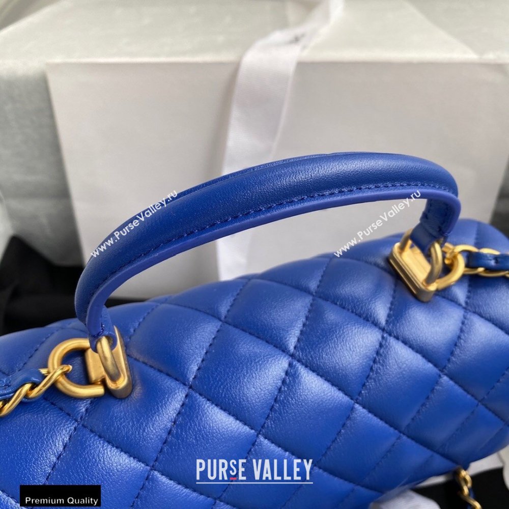 Chanel Small Classic Flap Bag with Top Handle AS2431 Blue 2021 (yunding-21012205)