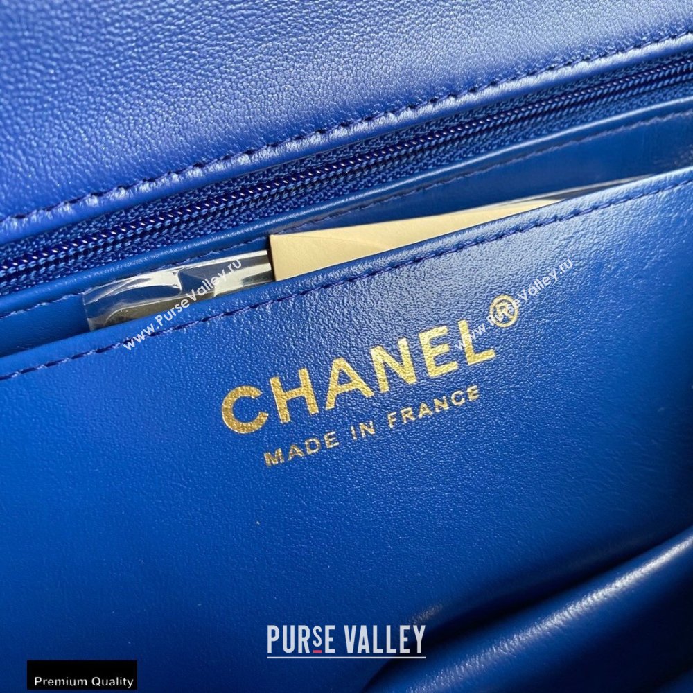 Chanel Small Classic Flap Bag with Top Handle AS2431 Blue 2021 (yunding-21012205)